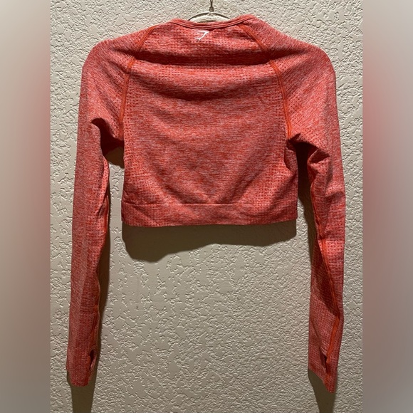 Gymshark Crop Top Long Sleeve Heathered Orange Color Size S - Picture 4 of 6